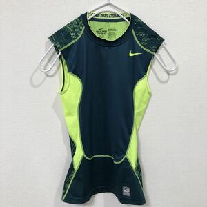 ★ナイキ NIKE プロコンバット コンプレッション インナー ノースリーブ グリーン系 Mサイズ メッシュシャツ