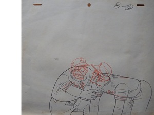 水島新司さん原作　なつかしのスポーツアニメ「野球狂の詩」◇⑥岩田鉄五郎に駆け寄って心配する、五利監督の手描き動画です　