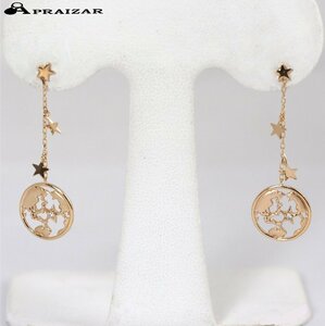 STAR JEWELRY スタージュエリー K10イエローゴールド ダイヤ0.01ct×2 Earth 地球 スター 星 チェーン ピアス キャッチ社外品(K10) [45131]