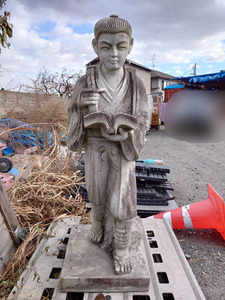 FZ07 二宮金次郎 石像 彫刻 置物 オブジェ 二宮尊徳 高126cm 激重 引き取り限定