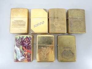 7点セット まとめて ZIPPO ジッポ SOLID BRASS ソリッドブラス ミステリーオブザフォレスト イタリック ダブルイヤー 他 ゴールド ライター