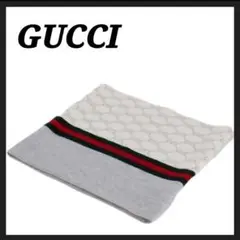 GUCCI　ネックウォーマー　GG柄　シェリーライン　カシミヤ　グレー