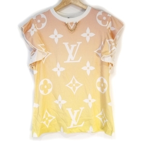 ルイヴィトン LOUIS VUITTON 半袖Tシャツ サイズM RW212J DT1 FLTS01 コットン オレンジ×イエロー×マルチ レディース ロゴ/21AW/フリル