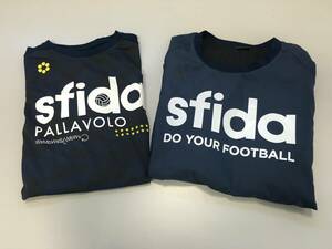 ♪sfida スフィーダ 長袖 ピステ 半袖 プラクティスシャツ 2着セット ネイビー 紺 サッカー フットサル 中古 (NF241012) 451-115-⑤