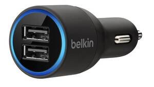 ◆ 送料無料 ◆　belkin（ベルキン） iPhone/iPad対応 MFi認証品 高出力2.1A×2 デュアルUSB-Aカーチャージャー　 F8J071bt04-BLK