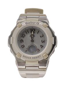 CASIO◆ソーラー腕時計・Baby-G/デジアナ/WHT/WHT/SS