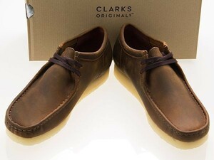 新品/CLARKS/クラークス/WALLABEE/ワラビー/BEESWAX LEATHER/ビーズワックス レザー/ブラウン/26156605/UK7(内寸25.0/外寸26.0)