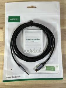 【一円スタート】UGREEN AUX ケーブル USB C 3.5mm 変換ケーブル 3m DAC搭載 高耐久性ナイロン編み「1円」URA01_3624