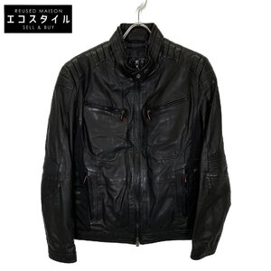 HUGO BOSS ヒューゴボス 10171061 ブラック ラムレザー レザージャケット ブラック 46 ジャケット レザー メンズ 中古