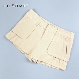 美品 JILL STUART ジルスチュアート ウール混サイドポケットショートパンツ ボトムス レディース ベージュ サイズ2*HC869