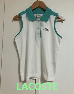 LACOSTE ラコステ タンクトップ 襟付き レディースM 白 緑 胸ロゴ