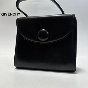 g49【極美品】替えボタン付き　ジバンシー　GIVENCHY　革　レザー　ブラック　黒　ハンドバッグ　フォーマル