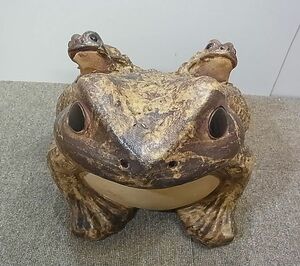 【NG231】信楽焼 カエルの置物 高さ約25cm 親子カエル 信楽カエル 飾り インテリア 縁起物 陶器 蛙