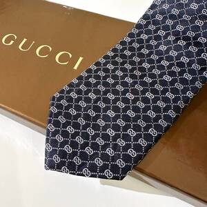 美品 GUCCI ネクタイ シルク100% ブラック 2410-460