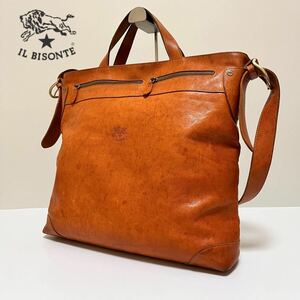 IL BISONTE イルビゾンテ2way ショルダー トートバッグ　レザー本革　肩掛け 大容量 ビジネス ブラウン