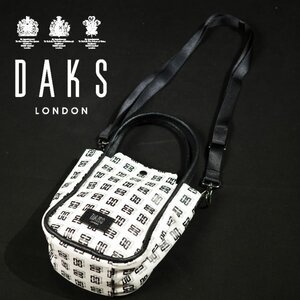 新品1円～★DAKS LONDON ダックス ロンドン レディース ロゴ ナイロン 軽量 2WAY ショルダー ミニトートバッグ ロゴ 白 本物◆A1477◆