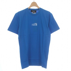 未使用品 ディースクエアード DSQUARED2 タグ付き ICON T-Shirt Cool Fit S79GC0010 Tシャツ カットソー 半袖 ロゴ プリント コットン 青