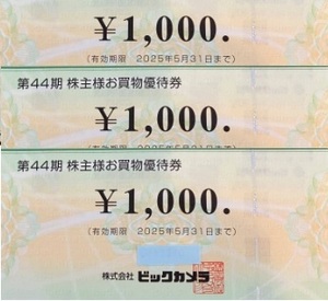 ビックカメラ 株主優待券 3,000円分　有効期間2025年5月31日 ＋おまけ