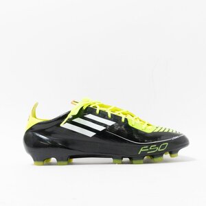 【1円スタート】 adidas アディダス U44302 F50 アディゼロ TRX HG ブラック 蛍光イエロー サッカー スパイク フットサル US9.5 27.5cm