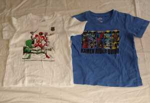 半袖Tシャツ 2枚セット 戦隊もの 仮面ライダー サイズ110：ユニクロ 古着 リサイクル 汚れあり パトレンジャー ビルド