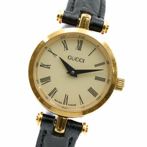 1円 稼働 箱付 GUCCI オールドグッチ 2000L シェリーライン QZ クオーツ アイボリー文字盤 腕時計 レディース ラウンド 1013920241119