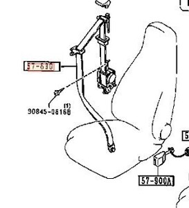 【在庫残りわずか】マツダ 純正 未使用品 ロードスター NA8C フロント シートベルト B 1995/08 -内装色 NA3 NA7 NA8 ブラック