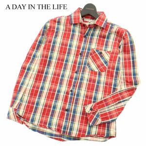 A DAY IN THE LIFE ユナイテッドアローズ 秋冬★ 長袖 ワーク チェック ネル シャツ Sz.M　メンズ 日本製　A3T10736_9#B
