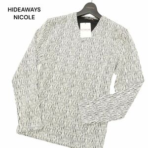 【21ss 新品 未使用】 HIDEAWAYS NICOLE ハイダウェイ ニコル 長袖 ジャガード 総柄 カットソー ロンTシャツ Sz.46　メンズ　C4T03812_4#D