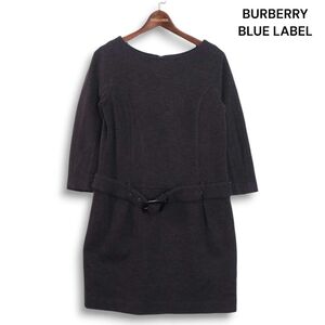 BURBERRY BLUE LABEL バーバリー ブルーレーベル ウール混♪ ベルト付き チュニック ワンピース Sz.36　レディース グレー　K4T02136_B#E