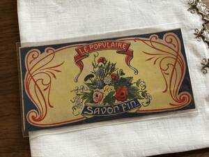 フランスアンティーク　ザボンラベル　1900年代初期 石鹸箱　デッドストック　パリ　Savon　額装　コラージュ　紙もの
