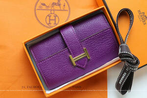 ■未使用 HERMES H BEANT ANEMONE 4consecutive key case エルメス H金具 べアン ４連 キーケース アネモネ シェーブル (Made In France)■