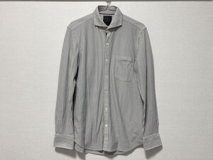 23区 HOMME オム QUICK DRY CONTROL カッタウェイメッシュストライプシャツ 48 美品