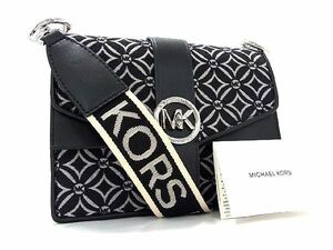 ■新品■未使用■ MICHAEL KORS マイケルコース キャンバス ターンロック フラワー クロスボディ ショルダーバッグ ブラック系 AU7473