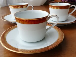 ノリタケ ミルトン カップ＆ソーサー3客セット コーヒーカップ 金彩 NORITAKE MILTON 6688 レア Noritake 送料込み