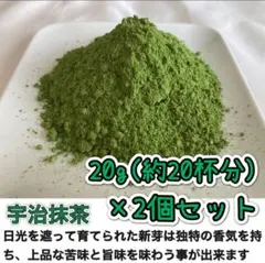 【農薬・化学肥料不使用】さっと溶かすだけ簡単♪宇治抹茶20g(20杯分)×2個