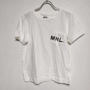 MHL. 595-6268500 ポケット付 ロゴ 半袖Ｔシャツ カットソー ホワイト エムエイチエル 4-0808S 242453