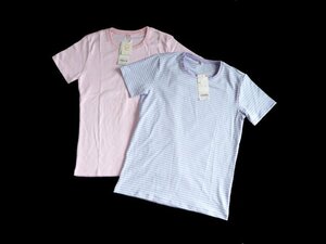 新品 UNIQLO ユニクロ レディース Tシャツ 2枚セット M エクストラファインコットン UVカット フライスボーダー