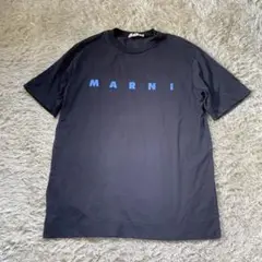 MARNI ロゴ Tシャツ 黒ボディ 青