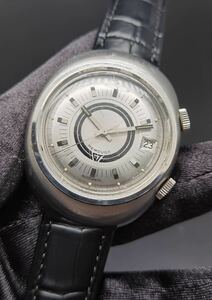 中古 ジャガールクルト JAEGER-LE COULTRE メモボックス MEMOVOX デイト アラーム アンティーク SS シルバー 自動巻き メンズ 腕時計 稼働