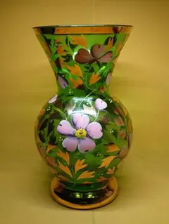 【美品】花瓶　花器　ボヘミアグラス　置物　インテリア　工芸品　美術品　A3043