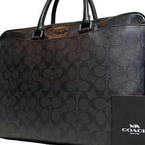 1円～【入手困難品】定価10万円 コーチ COACH トートバッグ ビジネスバッグ ブリーフケース A4 2way レザー メンズ レディース ブラック 黒