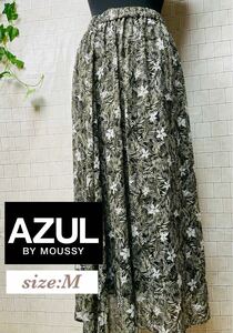 AZUL by moussy 楊柳シフォンプリントギャザーSK ロング丈 サイズM レディース 婦人 y2k 111024-007