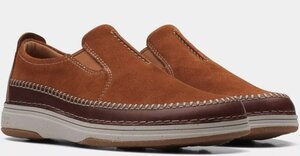 送料無料 Clarks 28.5cm ビジネス レザー スニーカー スエード ダークタン ブラウン ローファー ゴア スリッポン 軽量 サンダル JJJ309