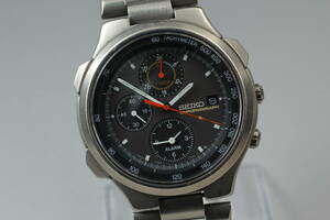 SEIKO セイコー Speedmaster スピードマスター 7T42-7A10 Black Chronograph Titan Qz クォーツ メンズ 腕時計 #12512R