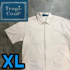 T3163 Tropi-Cool キューバシャツ　ジッパー　オーバーサイズ　古着