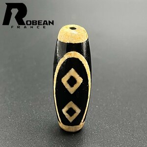 貴重 EU製 定価5万円★ROBEAN・チベット老玉髄・天珠★パワーストーン アクセサリー 天然石 瑪瑙 金運 お守り 約37.2*12.9mm 1004T011