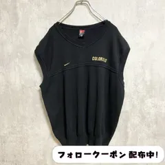 古着　used　NIKE　ナイキ　ワンポイントロゴ刺繍ニットベスト　COLORADO　コロラド州　黒　ブラック　レトロ