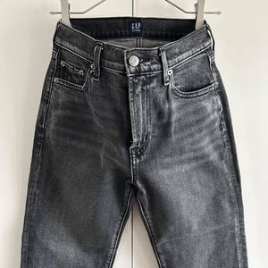 GAP DENIM ギャップ BEST GIRLFRIEND ブラックデニム ジーンズ 25 実寸70㎝程度 ユーズド加工 ストレッチ カットオフ