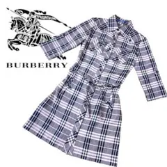 美品 BURBERRY バーバリー ピンク ノバチェック シャツ ワンピース M