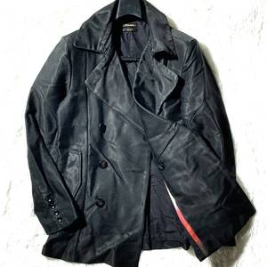 DIESEL BLACK GOLD★高級ライン★大人の艶感MAX★光沢レーヨン混 Pコート ジャケット 黒 S ディーゼル モード&セレブ感抜群(^^♪